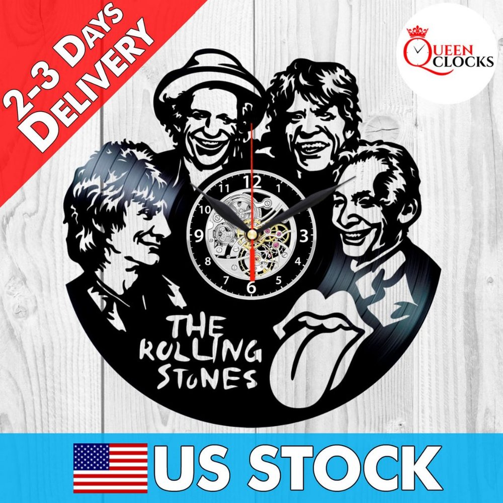Rolling Stones Vinyl Clock Wall Decor Gifts Ideas